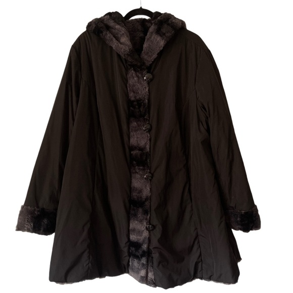 Hal Rubenstein 3X Lorena Reversible Faux Fur Coat - Picture 5 of 9